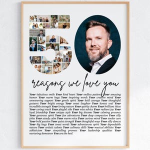 Regalo per il 50° compleanno: poster &quot;50 motivi per cui ti amiamo&quot;, modello Canva modificabile (download digitale)