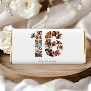 Sweet 16 Photo Chocolate Bar Wrapper: Editable Birthday Favor (Digital Download)