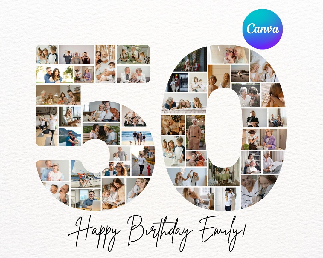 50th Birthday Photo Collage: Personalized Digital Poster (editable 50th Birthday Photo Collage: Personalized Digital Poster (editable