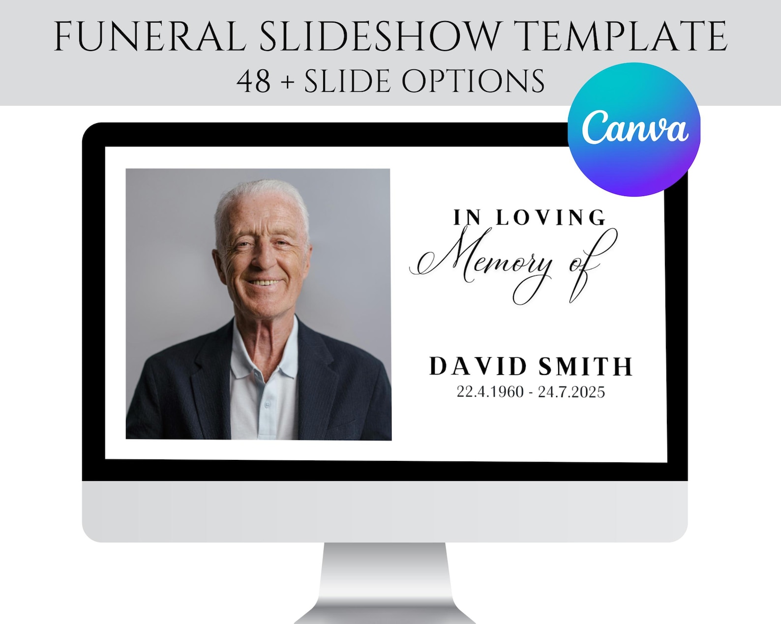 Elegant Funeral Slideshow Template for Man: Celebration of Life Video ...