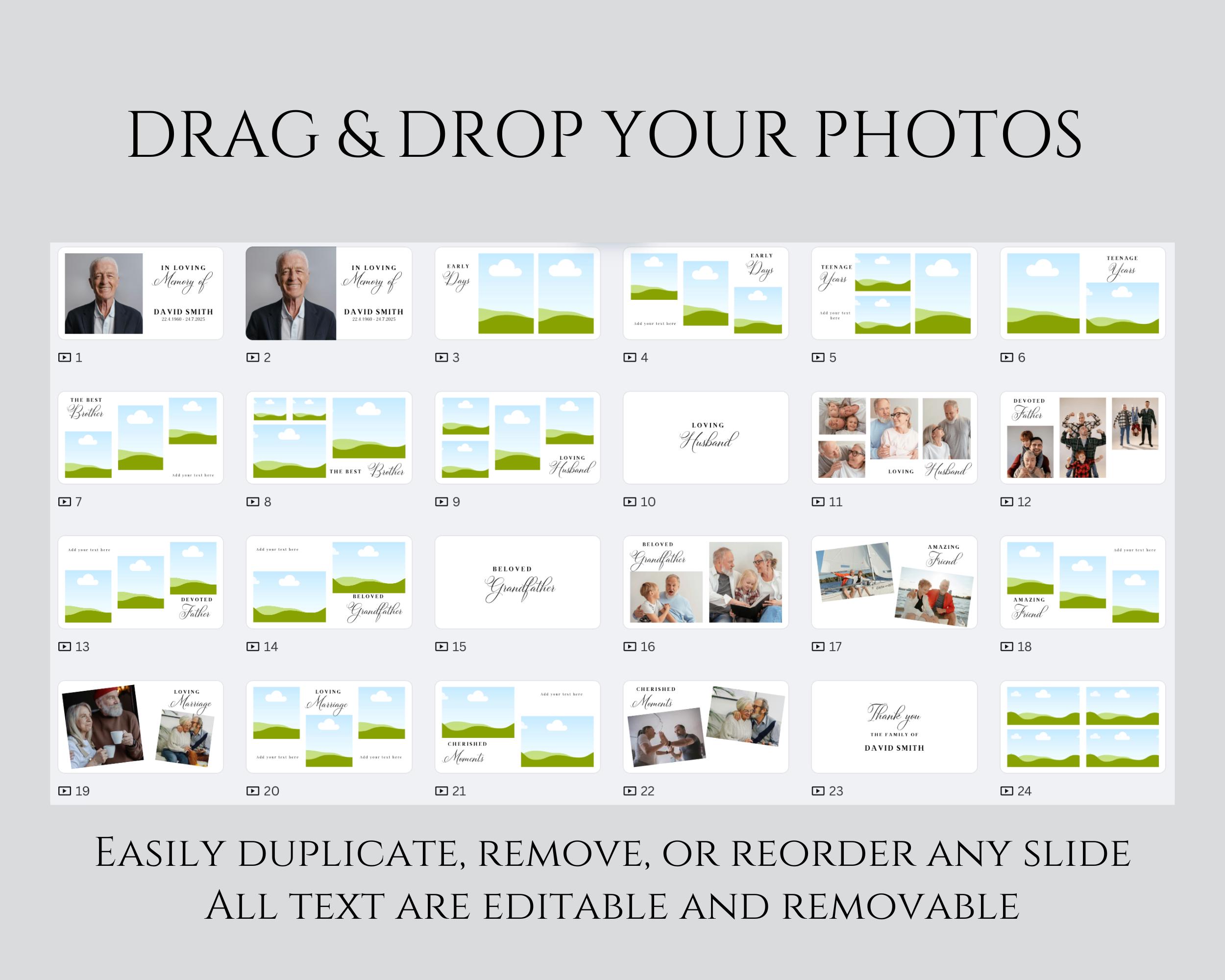 Elegant Funeral Slideshow Template for Man: Celebration of Life Video ...