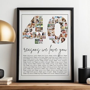 Poster per il 40° compleanno / Poster "40 motivi per cui ti amiamo" / Regalo personalizzato / Ricordo personalizzato stampabile per lui o per lei / Download digitale