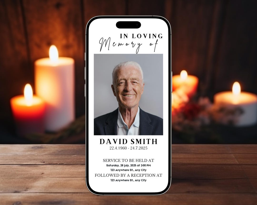 Editable Digital Funeral Invitation | Celebration of Life Evite ...