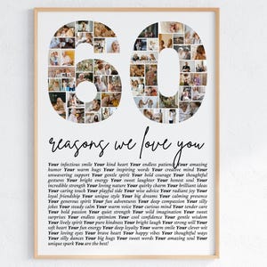 60th Birthday Gift: 60 Reasons We Love You - Photo Collage Template (Canva)