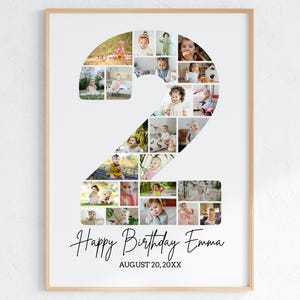 Second Birthday Girl Photo Collage: Milestone Sign (Digital File)