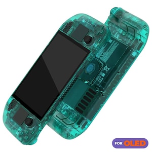 Valve Steam Deck Custom Full Set Shell Swap With Buttons for Steam Deck OLED Model - Clear Emerald Green (Mail In Service)