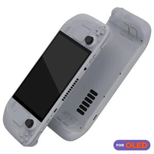 May include: A gray handheld gaming console with a large screen and buttons on the sides. The console is designed for OLED displays.  FOR OLED.