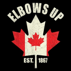 Ellbogen hoch Kanada PNG, Hockey Tough Maple Leaf Clipart, Vintage Distressed Kanadische Flagge, digitaler Download für T-Shirts & Hoodies