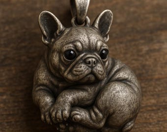 Wanda Silver Collana Ciondolo Bulldog Francese In Argento Sterling 925 - Gioiello Per Donna, Catena 40 Cm, Fatto In Spagna