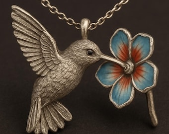 ハミングバードです♡⃛ ボヘミアン ハミングバード ネックレス、フローラル サークル