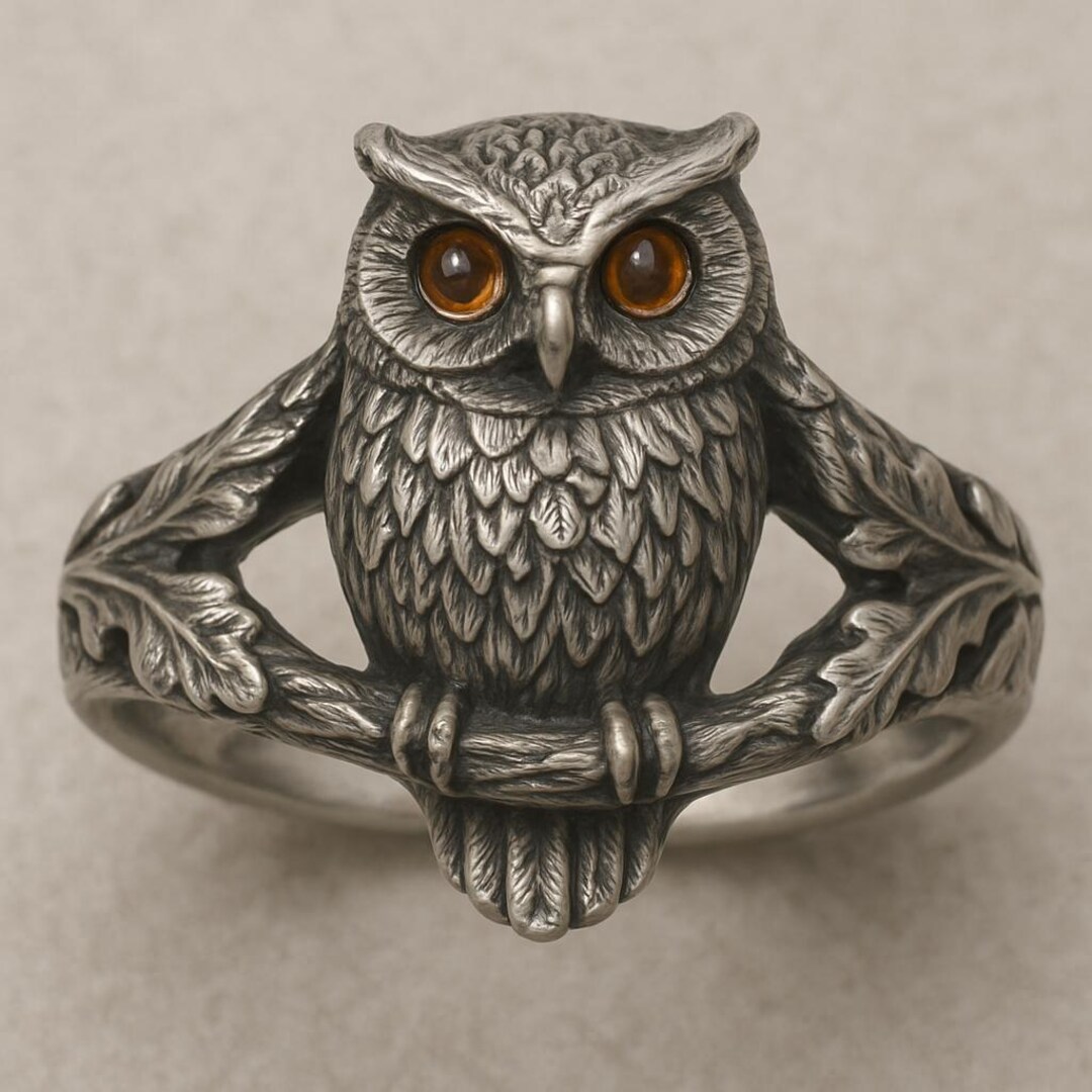 Owl Magic Rings Handcrafted Owl Ring With Amber Eyes, Boho Statement Jewelry - Etsy