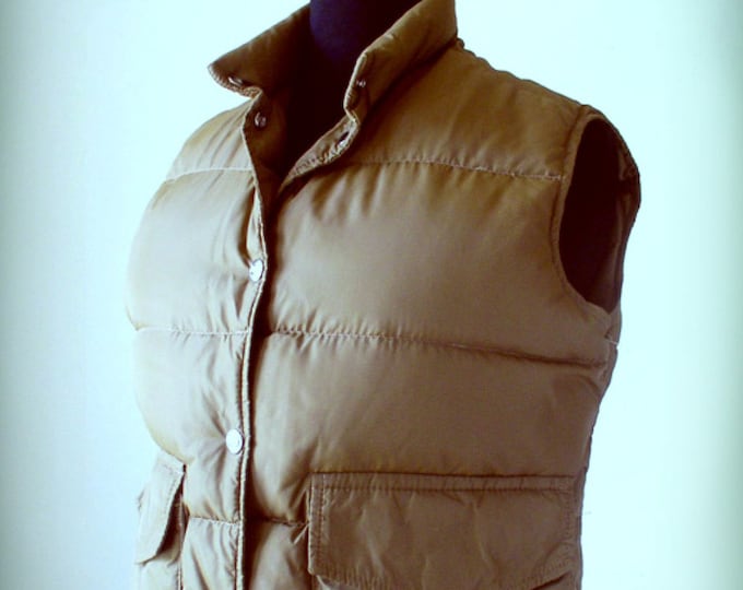 Medium Brown Down Vest With Snaps, Woolrich, Womens, Medium Vintage Clothing by Kitschwear on