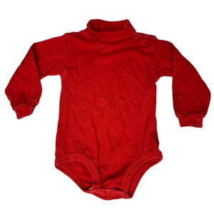 Vintage Carters Red Turtleneck One Piece Romper Bodysuit 100% Cotton 12-18 Month image 1