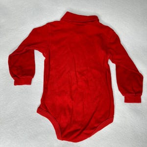 Vintage Carters Red Turtleneck One Piece Romper Bodysuit 100% Cotton 12-18 Month image 4