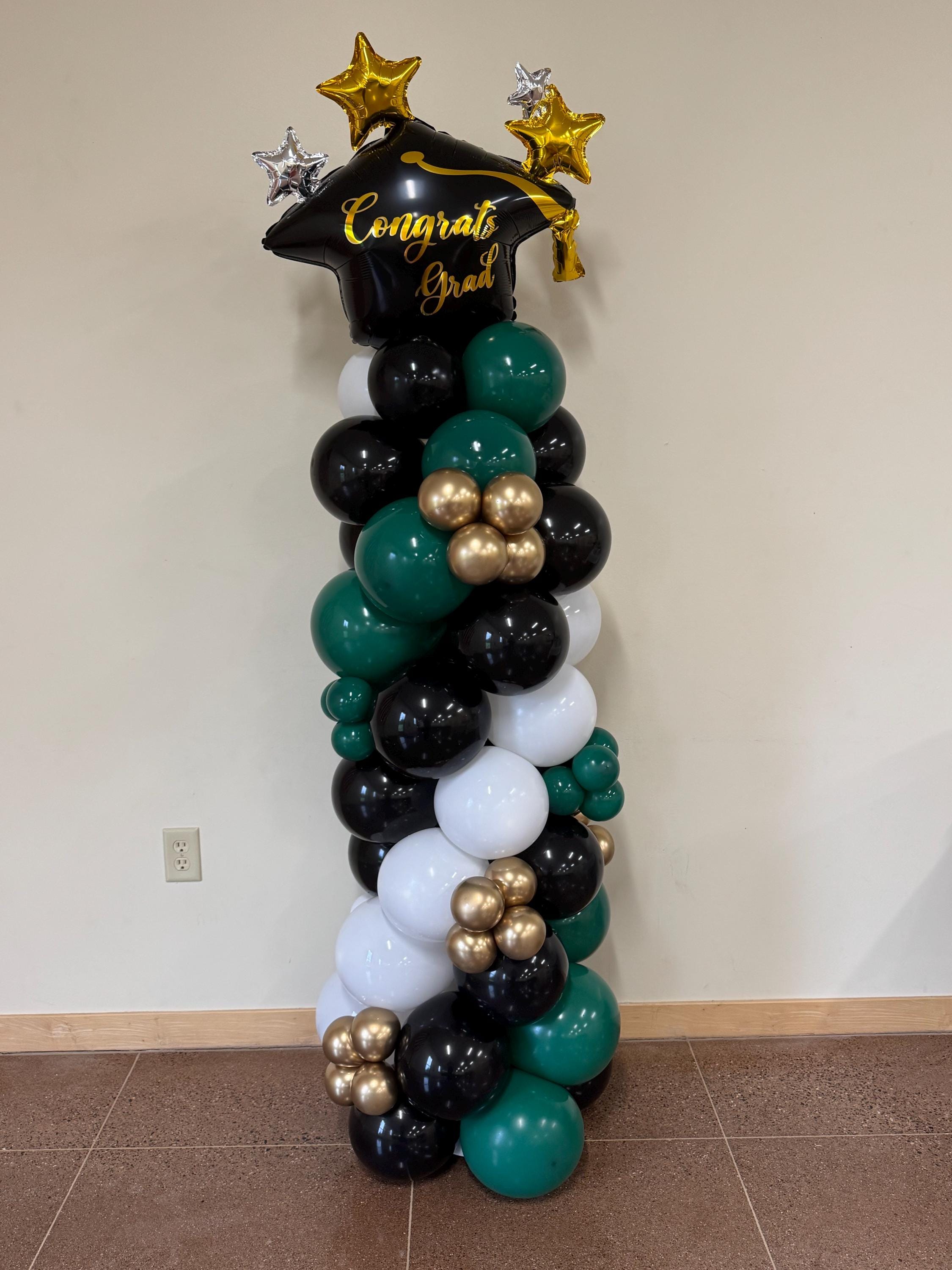 Grad Balloon Stack Graduation Balloon Tower | Grad Party Balloon Tower | Graduation Party ...