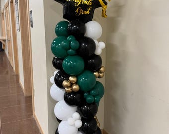 Graduation Balloon Tower | Grad Party Balloon Tower | Graduation party decor | senior | Grad party