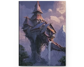 Floating Cliff Tower fantasy artwork Journal | Hardcover Lined Matte