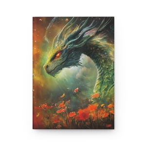 Mystical Hardcover Journal, Dragon & Fire Goddess Art, Fantasy Notebook for Writers, Gift for Fantasy Lovers, Creative Journaling