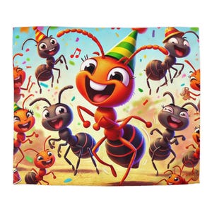 Capa de edredom de microfibra Ant Party, roupa de cama divertida, decoração de quarto infantil, insetos de desenho animado, presente de aniversário, cobertor colorido