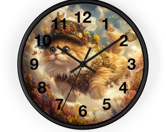 Whimsical Cat Wall Clock: Quirky Home Decor, Pet Lover Gift