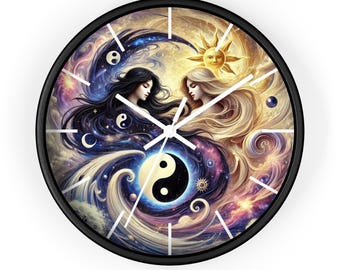 Celestial Yin Yang Wall Clock: Cosmic Astrology Decor