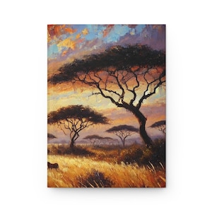 Dziennik Safari Sunset w twardej oprawie, książka do pisania inspirowana naturą, prezent dla miłośników zwierząt, dziennik podróży, zabytkowy notatnik artystyczny