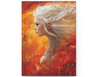 Fantasy Fire Woman and Dragon Art Journal