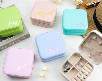 Caixa de joias personalizada com nome: Caixa de joias de couro personalizada, convite para madrinha, presente de férias para meninas