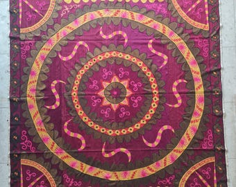 Antique Samarkand Suzani  Large Uzbek Silk Embroidery Textile early 20th century  235x242cm