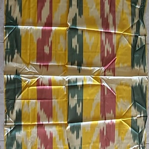 Antique vintage Uzbek Ikat silk fabric central Asia 1910&#39;s handmade material.