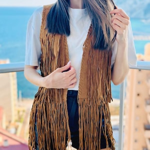 Vintage Mustard Suede Fringe Vest - Zara Western Boho Waistcoat
