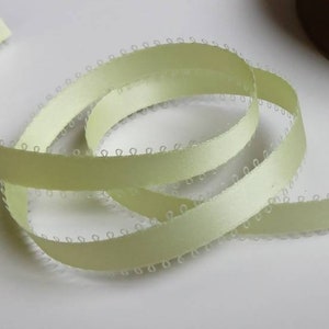 Light Green Satin Picot Feather Edge 1/2&quot; Double Faced Ribbon  Vintage 5 Yards
