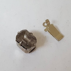 Gray Rhinestone Silver Box Clasp Single Strand Vintage Jewelry Findings 2 Clasps