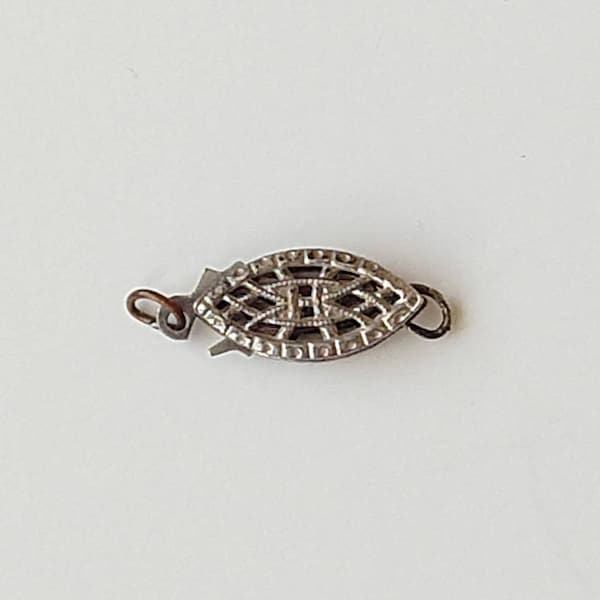 Sterling Silver Fish Hook Filigree Clasp Single Strand 13mm x 5mm 1 Clasp