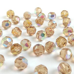 Light Topaz 8mm AB Swarovski Crystals Round Art 5000 Choose 34 Beads