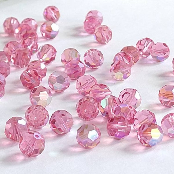 6mm 8mm Pink Rose AB Swarovski Crystals Round Art 5000 Choose Quantity