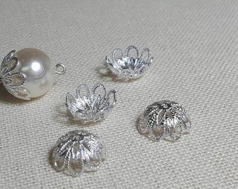 Silver Filigree Bead Caps Lightweight 10mm-13mm  26 or 30 Caps