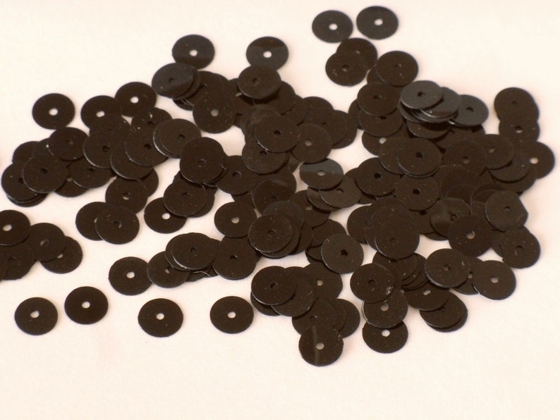 Black Loose Sequins Paillettes 4mm Round Flat Vintage 1970/'s