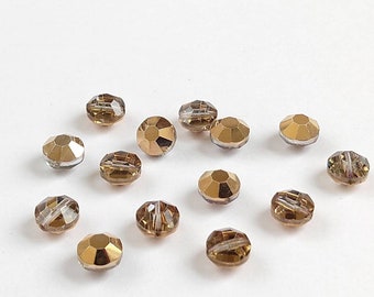 8mm Gold Light Brown Swarovski Crystals Pill Bead Aspirin Bead Article 5100 6 or 8 beads