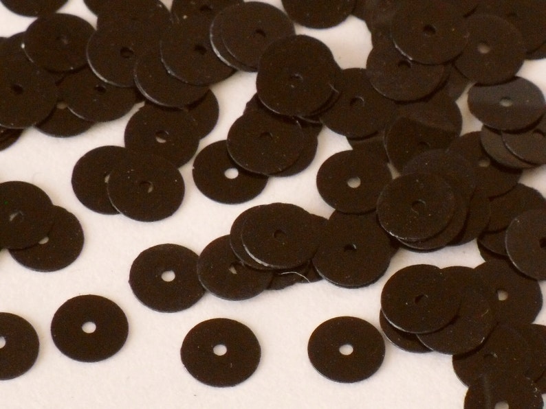 Black Loose Sequins Paillettes 4mm Round Flat Vintage 1970/'s