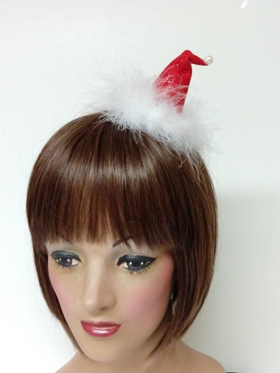 Mini Santa Hat Clip Barrette Christmas Elf Hat Fascinator Photo Prop Small Party Hat