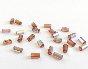 Light Brown Smoked Topaz AB Swarovski Crystals Bugle Barrel Beads 6x3mm Art 5230  12 beads