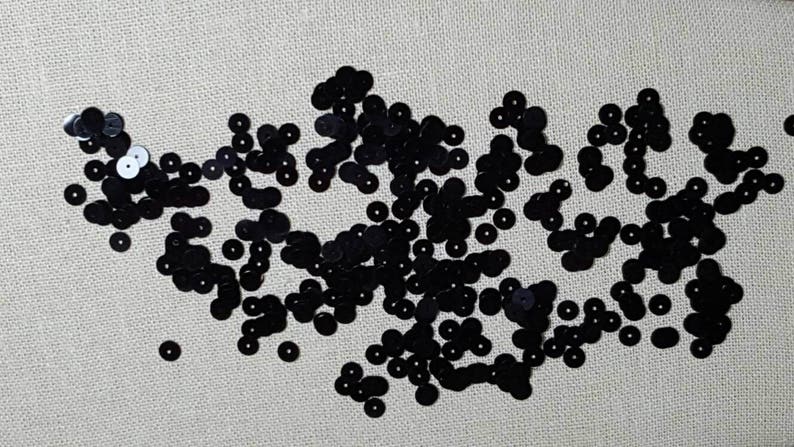 Black Loose Sequins Paillettes 4mm Round Flat Vintage 1970/'s