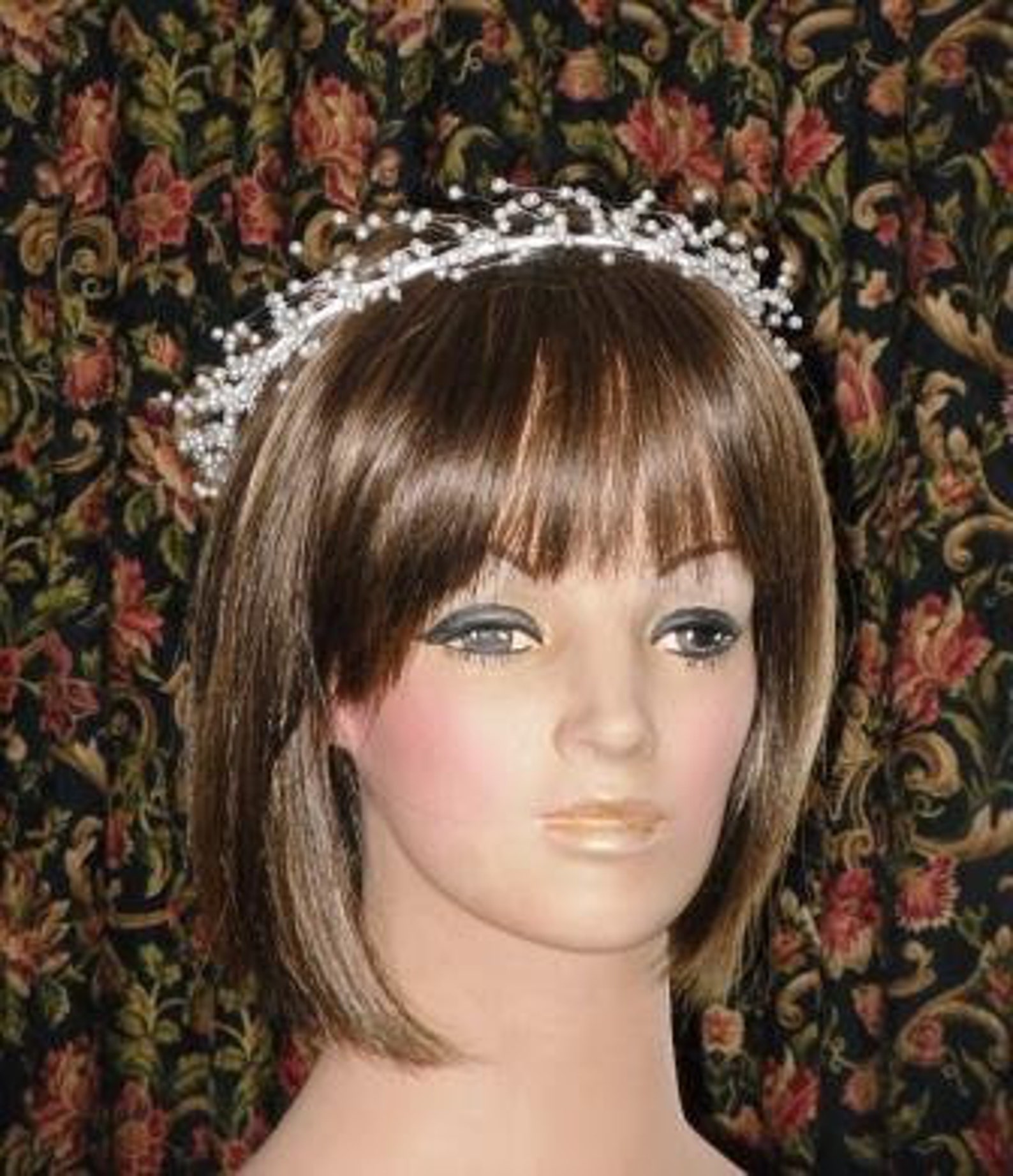 Pearl Wreath Spray Baby's Breath Tiara Hair Vine Crown Etsy