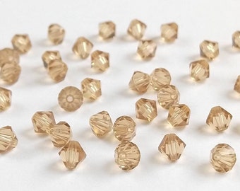 Light Topaz Brown Bicone Swarovski Crystals Article 5301  46 beads 5mm