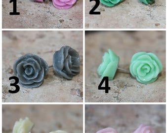 B3G1 free DARLING SERIES - Small Rose Earrings - 12mm - Buy 3 Get 1 FREE - Bridesmaids gift, surgical steel, hypoallergenic, everyday posts