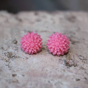 B3G1 free EVERYDAY SERIES 10mm Mum Earrings . . . Buy 3 Get 1 FREE . . . Nickel Free Earrings, Cabochon Earrings, Post Earrings Fuchsia Pink