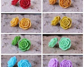 B3G1 free SWEET SERIES -  Open Rose Earrings  . . . Buy 3 Get 1 FREE . . . Great Bridesmaids Gifts, Large Rose Earrings, Cabochon Earrings