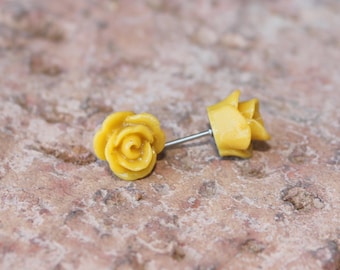 B3G1 free DAINTY SERIES - Tiny Rose Earrings - 8mm - Buy 3 Get 1 FREE - Bridesmaids gift, surgical steel, hypoallergenic