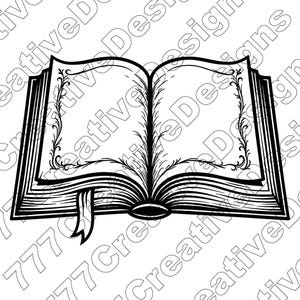 Open Book Vector Illustration, Book Svg, Book Png, Book Jpg, Book Art, Book Clipart, Cut Files, Book Silhouette, Reading Book, Blank Book